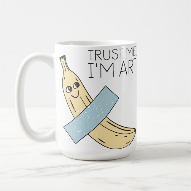 Caneca De Café Confie em mim, sou Arte, Banana com Fita (Esquerda)