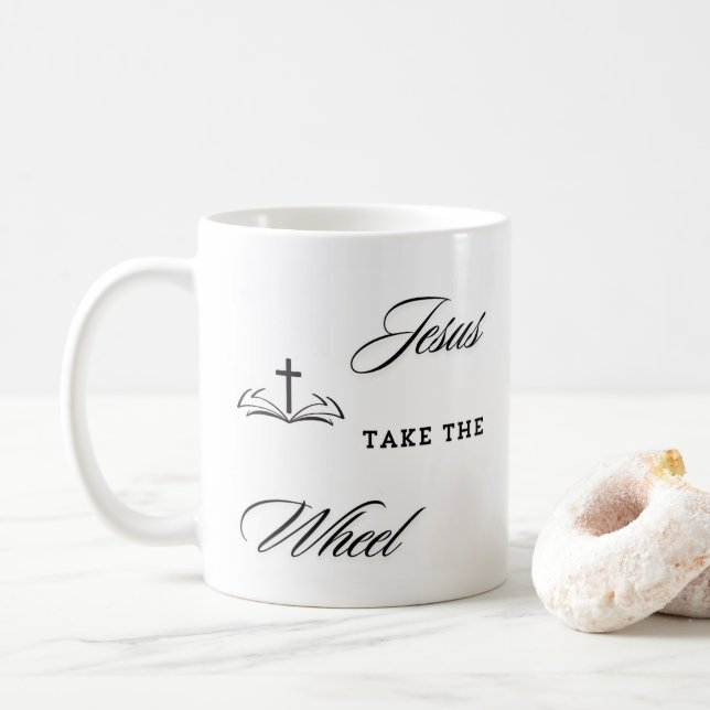 Caneca De Café "Confie na viagem: Jesus pegue a roda" (Com Donut)