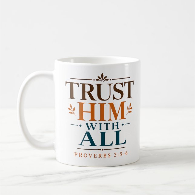 Caneca De Café Confie Nele Com Todos Versículos Bíblicos Baseados (Esquerda)