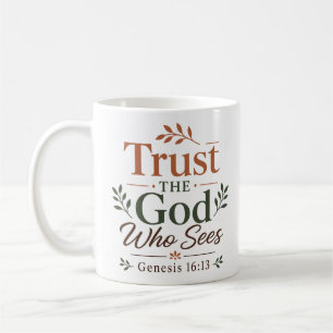 Caneca De Café Confie No Deus Que Vê Encorajamento Cristão