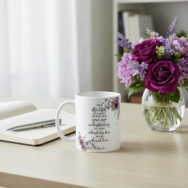 Caneca De Café Confie no Senhor floral (Criador carregado)