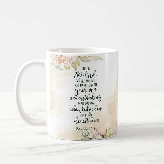 Caneca De Café Confie no Senhor floral (Esquerda)