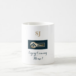Caneca De Café Confortando a chave Dourada Blue Spruce Realtor Mu