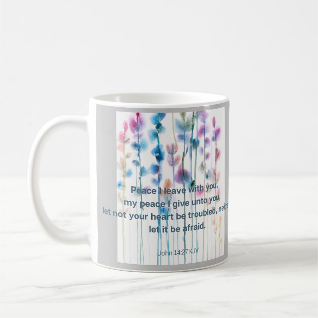 Caneca De Café conforto bíblia com flores aquáticas (Esquerda)
