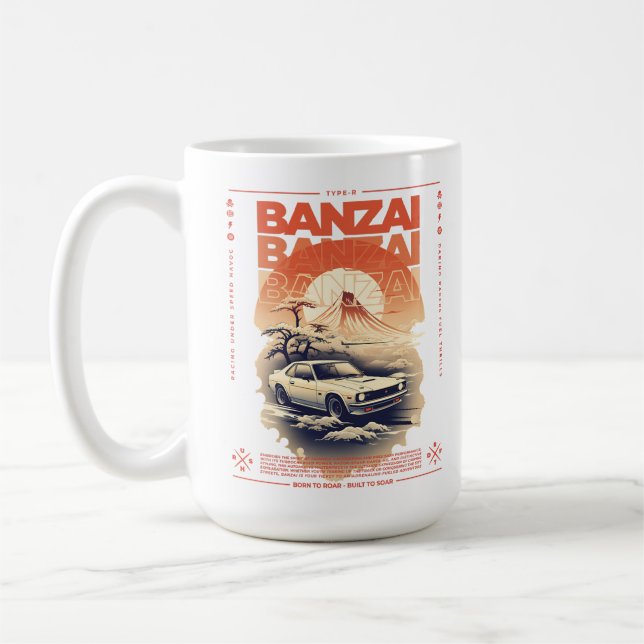 Caneca De Café Confusão de carros JDM na paisagem japonesa. (Esquerda)