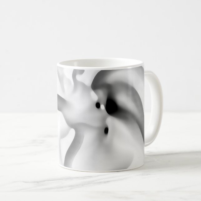 Caneca De Café Congelado: Cinza Abstrato, branco e preto (Frente Esquerda)