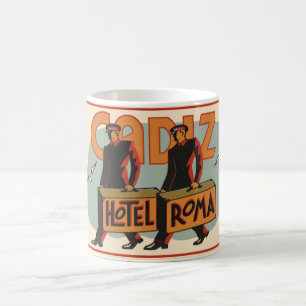 Caneca De Café Cônjuges de viagem vintage Hotel Roma, Cádiz, Espa