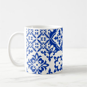 Caneca De Café Conjunto de 16 azulejos Azulejos em azul, branco.