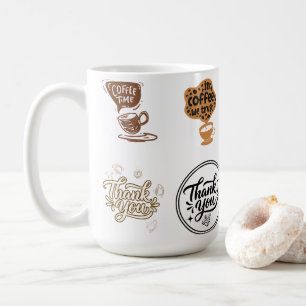 Caneca De Café Conjunto de Adesivos de Café Vintage Marrom Obriga