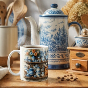 Caneca De Café Conjunto de Café Azul de Fazenda Antiga na Pratele