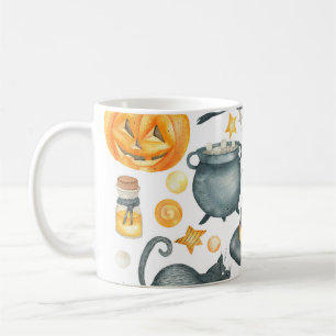 Caneca De Café Conjunto de Halloween: morcego, gato preto, aranha