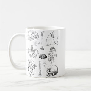Caneca De Café Conjunto de Ilustrações Médicas Antigas de Anatomi