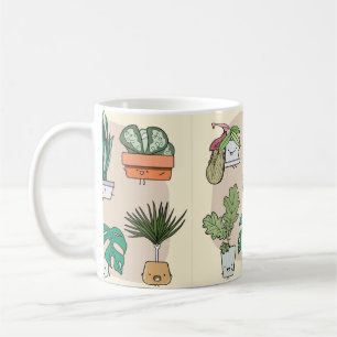 Caneca De Café Conjunto de lindas plantas caseiras em potes. bot