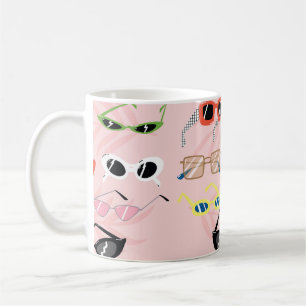 Caneca De Café Conjunto de óculos escuros de tendências em esti