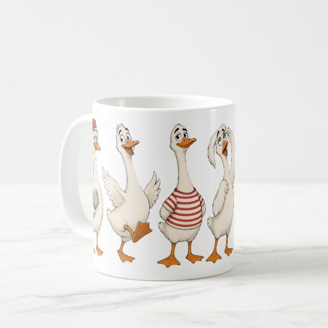 Caneca De Café Conjunto de Personagens de Ganso Engraçado (Frente Esquerda)