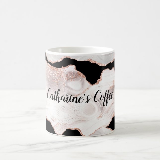Caneca De Café Conjunto de Toalhas com Monograma em Rosa Dourado  (Centro)