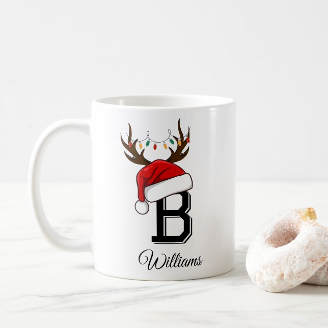 Caneca De Café Conjuntos de Natal da Família Monogramas (Com Donut)