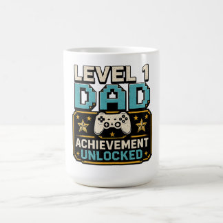 Caneca De Café Conquista de Pai Gamer Desbloqueada Nível 1 Pai