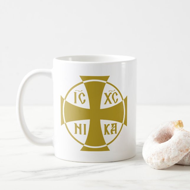 Caneca De Café Conquistas do Cristo Jesus do Natal do IC XC NIKA (Com Donut)