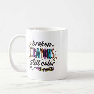 Caneca De Café Consciência da Saúde Mental Giz de Cera Quebrado A