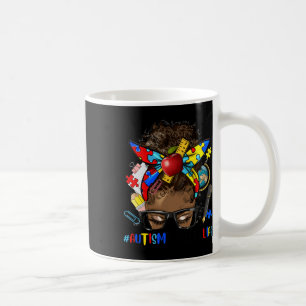 Caneca De Café Consciência do Autismo Afro Coque Desgrenhado Mela