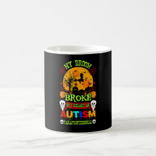 Caneca De Café Consciência do Autismo Asd no Halloween Vassoura Q