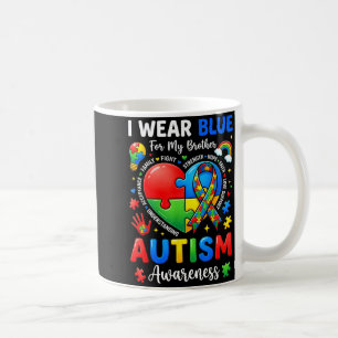 Caneca De Café Consciência do Autismo Eu Uso Azul Pelo Meu Irmão