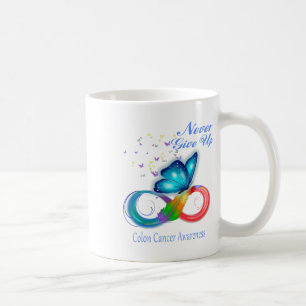 Caneca De Café Consciência do Cancer de Colons de Borboleta