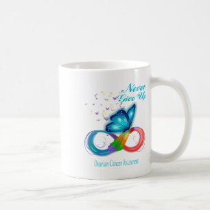 Caneca De Café Consciência do Câncer de ovário borboleta