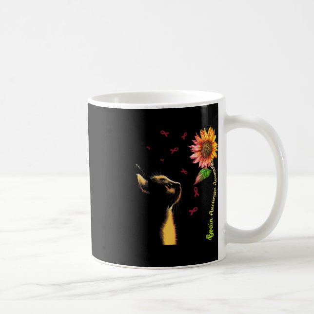 Caneca De Café Consciência do Cérebro de Girassol Cat (Direita)