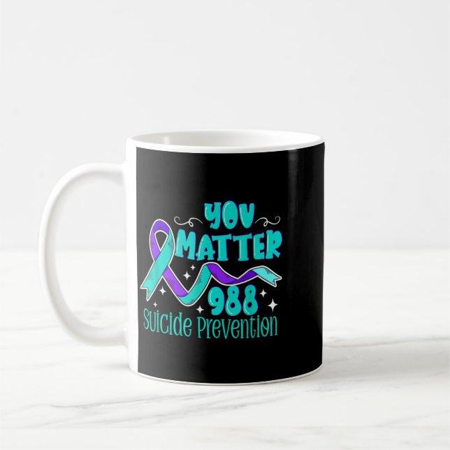 Caneca De Café Conscientização - Camisa 988 - Design de Prevenção (Esquerda)