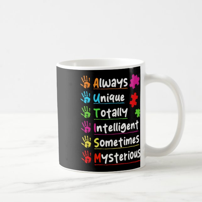 Caneca De Café Conscientização Colorida do Quebra-cabeça (Direita)