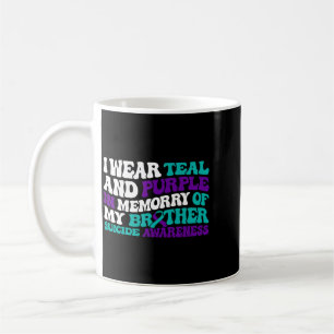 Caneca De Café Conscientização da Fita Roxa Teal Irmão Conscienti