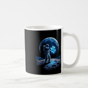 Caneca De Café Conscientização do Autismo Azul Puzzle Lua Astrona