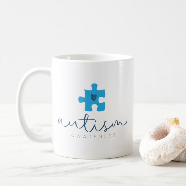 Caneca De Café conscientização do autismo peça de quebra-cabeça a (Com Donut)