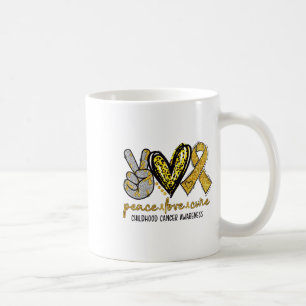 Caneca De Café Conscientização do Câncer Infantil Paz Amor Cura L