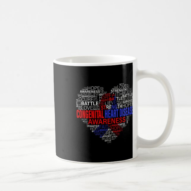 Caneca De Café Conscientização sobre CHD Doença Cardíaca Combate  (Direita)