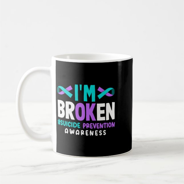 Caneca De Café Conscientização sobre Prevenção de Estou Quebrado (Esquerda)