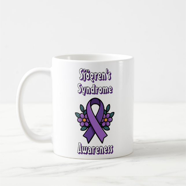 Caneca De Café Conscientização sobre Sjögren | Fita Roxa (Esquerda)
