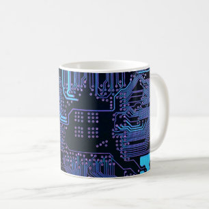 Caneca De Café Conselho do circuito do computador legal azul