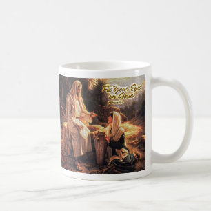 Caneca De Café Conserte seus olhos em Jesus 1