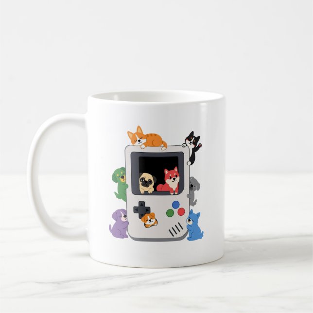 Caneca de Café Console Retro Game Boy Cachorros Fo (Esquerda)