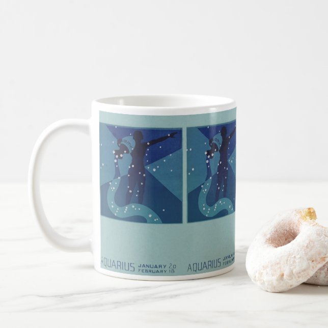 Caneca De Café Constelação de Aquário, Astrologia do Zodíaco Vint (Com Donut)