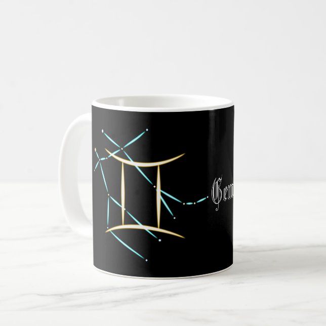 Caneca De Café Constelação de Zodiac Gemini Coffee Mug (Frente Esquerda)