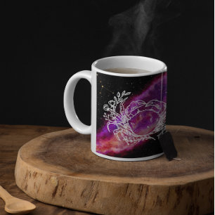 Caneca De Café Constelação do Câncer Rosa Galáxia Signo do Zodíac
