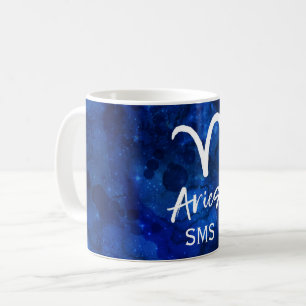 Caneca De Café Constelação do Zodíaco de Áries Monograma da Galáx