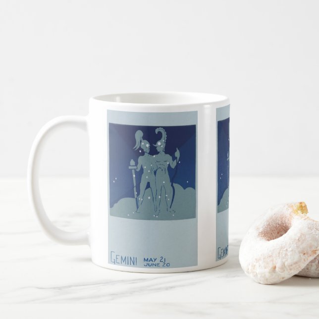 Caneca De Café Constelação Gêmeos Vintage Zodíaco Astrologia (Com Donut)