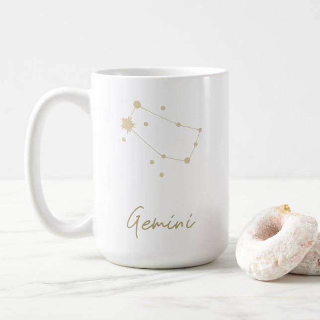 Caneca De Café Constelação Gemini Zodiac (Com Donut)