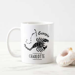 Caneca De Café Constelação Scorpio Scorpion com Nome Aniversár
