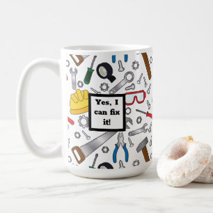 Caneca De Café Construa várias ferramentas manuais e engrenagens